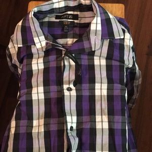 Purple/Black Button Down Kids Boy Dress Shirt